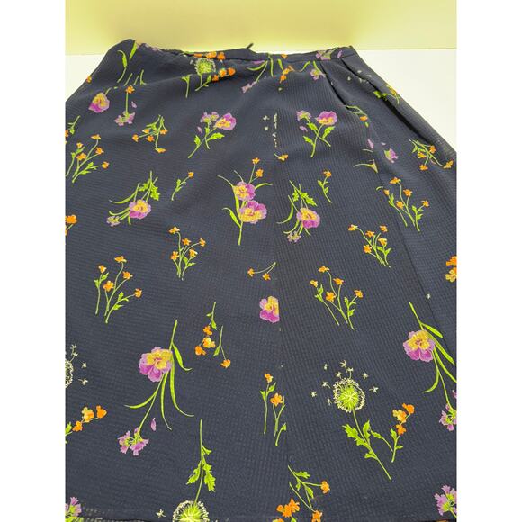 Talbots Women’s Sz 12 Knee Length Navy Blue Floral Spring Lined A Line Easter - Picture 7 of 7